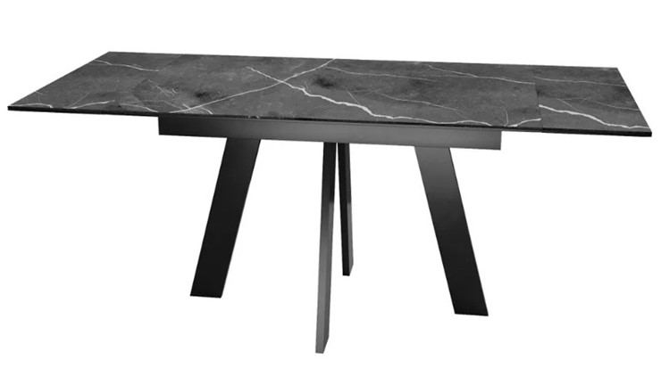 Стол раздвижной SKM 120, керамика черный мрамор/подстолье черное/ножки черные в Первоуральске - изображение 5