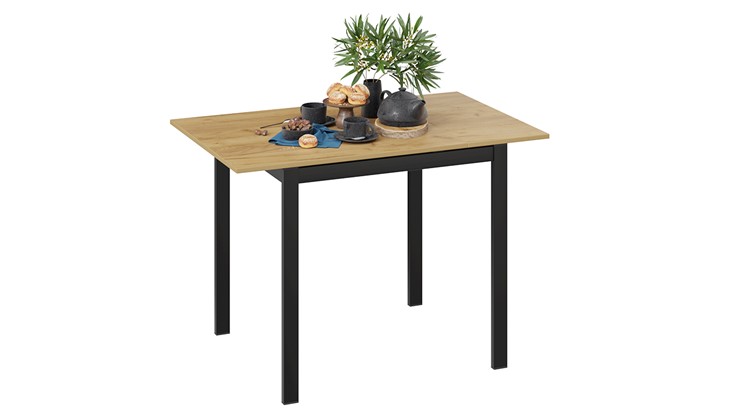 Кухонный раздвижной стол Слайд тип 1 (Черный муар, Дуб Крафт золотой) в Первоуральске - изображение 1