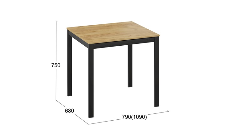 Кухонный раздвижной стол Слайд тип 1 (Черный муар, Дуб Крафт золотой) в Первоуральске - изображение 4