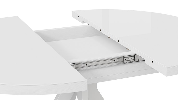 Стол раздвижной Стокгольм Тип 1 (Белый муар/Стекло глянцевое белое) в Ревде - изображение 4