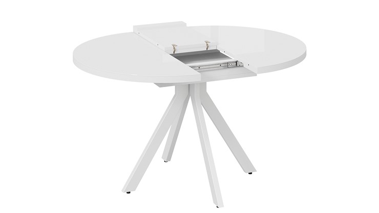 Стол раздвижной Стокгольм Тип 1 (Белый муар/Стекло глянцевое белое) в Ревде - изображение 5
