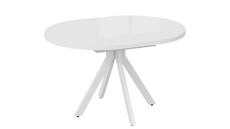 Стол раздвижной Стокгольм Тип 1 (Белый муар/Стекло глянцевое белое) в Ревде - изображение 7