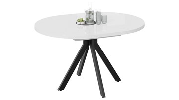 Обеденный раздвижной стол Стокгольм Тип 1 (Черный муар/Стекло глянцевое белое) в Ревде - предосмотр 1