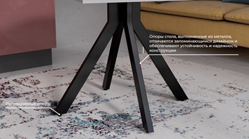 Обеденный раздвижной стол Стокгольм Тип 1 (Черный муар/Стекло глянцевое белое) в Первоуральске - предосмотр 12