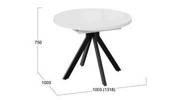 Обеденный раздвижной стол Стокгольм Тип 1 (Черный муар/Стекло глянцевое белое) в Ревде - предосмотр 13