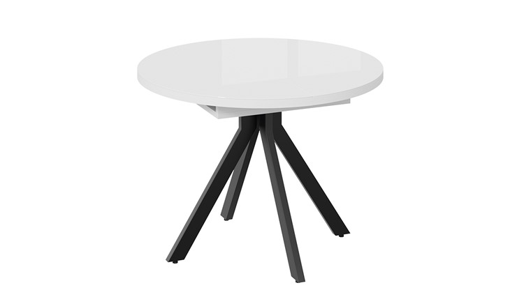 Обеденный раздвижной стол Стокгольм Тип 1 (Черный муар/Стекло глянцевое белое) в Новоуральске - изображение 2