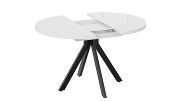 Обеденный раздвижной стол Стокгольм Тип 1 (Черный муар/Стекло глянцевое белое) в Первоуральске - предосмотр 3