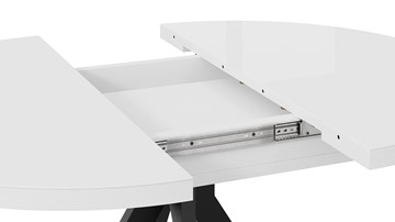 Обеденный раздвижной стол Стокгольм Тип 1 (Черный муар/Стекло глянцевое белое) в Ревде - предосмотр 4
