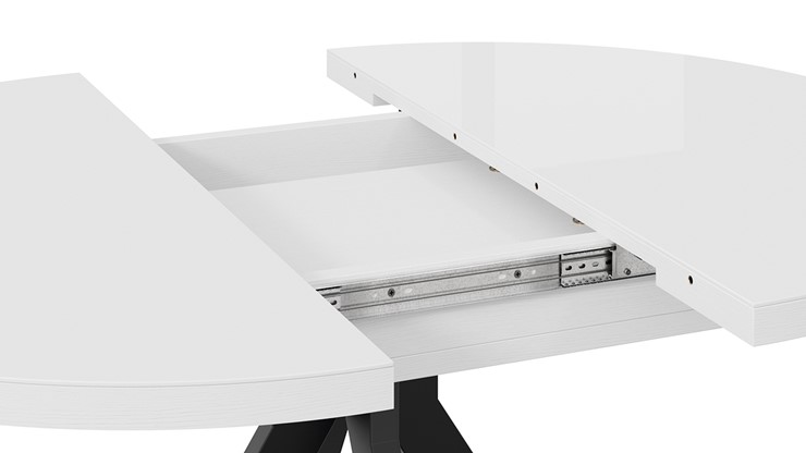 Обеденный раздвижной стол Стокгольм Тип 1 (Черный муар/Стекло глянцевое белое) в Новоуральске - изображение 4