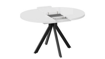 Обеденный раздвижной стол Стокгольм Тип 1 (Черный муар/Стекло глянцевое белое) в Первоуральске - предосмотр 5