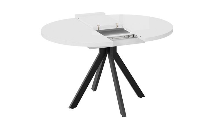 Обеденный раздвижной стол Стокгольм Тип 1 (Черный муар/Стекло глянцевое белое) в Новоуральске - изображение 5