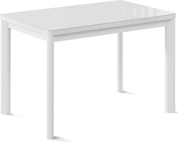 Кухонный раскладной стол Токио-1G (ноги металлические белые, cтекло cristal/белый цемент) в Кушве
