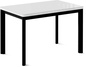 Кухонный стол раскладной Токио-1G (ноги металлические черные, cтекло cristal/белый цемент) в Первоуральске