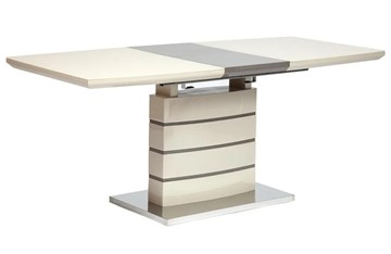 Раскладной стол WOLF ( mod. 8053-2 ) мдф high gloss/закаленное стекло, 120/160x80x76, слоновая кость/латте в Екатеринбурге