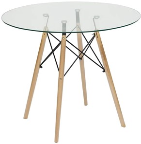 Стеклянный кухонный стол CINDY GLASS (mod.80GLASS) металл/стекло, D80х75см, прозрачный арт.13068 в Асбесте
