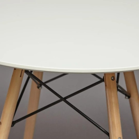 Кухонный обеденный стол CINDY NEXT, металл/мдф/бук, D70х75см, белый/натуральный арт.15854 в Екатеринбурге - изображение 2