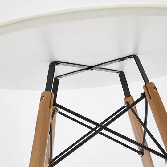 Стол кухонный CINDY NEXT, металл/мдф/бук, D80х75см, белый/натуральный арт.13067 в Екатеринбурге - изображение 3