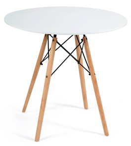 Кухонный обеденный стол CINDY NEXT, металл/мдф/бук, D70х75см, белый/натуральный арт.15854 в Ревде