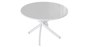 Кухонный обеденный стол Diamond тип 2 (Белый муар/Белый глянец) в Кушве