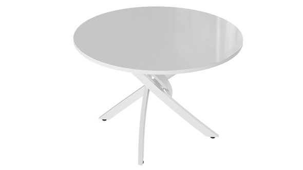 Кухонный обеденный стол Diamond тип 2 (Белый муар/Белый глянец) в Богдановиче - изображение