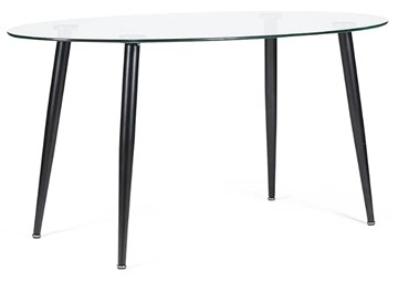 Овальный стол KASSEL (mod. DT333) металл/закаленное стекло (10 мм), 150х90х75см, черный в Екатеринбурге