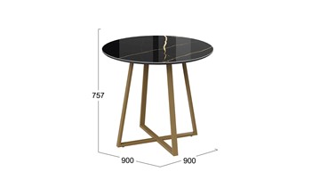 Стол на кухню Милан тип 1 (Золотой муар, Стекло глянцевое черный мрамор) в Кушве - предосмотр 2