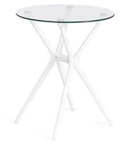 Стол на кухню PARNAVAZ (mod. 29) пластик/стекло, 60х60х70,5 прозрачный/белый арт.19697 в Тавде