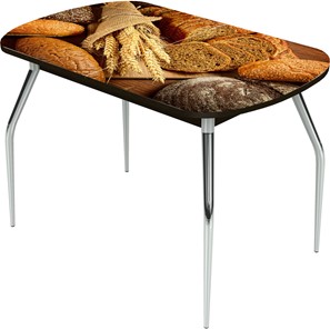 Кухонный стол раскладной Ривьера исп.1 ноги хром №5 Фотопечать (Хлеб №7) в Ревде