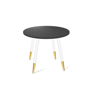 Кухонный круглый стол SHT-TU14 / SHT-TT 80 ЛДСП (камень пьетра гриджио черный/белый муар/золото) в Ирбите