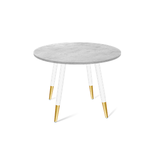 Круглый кухонный стол SHT-TU14 / SHT-TT 90 ЛДСП (бетон чикаго светло-серый/белый муар/золото) в Кушве