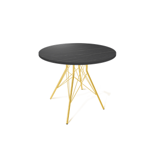Кухонный круглый стол SHT-TU2-1 / SHT-TT 80 ЛДСП (камень пьетра гриджио черный/золото) в Полевском