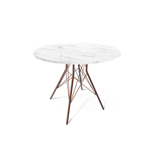 Круглый стол на кухню SHT-TU2-1 / SHT-TT 90 ЛДСП (мрамор кристалл/медный металлик) в Кушве
