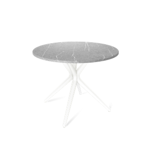 Обеденный круглый стол SHT-TU30 / SHT-TT 90 МДФ (серый мрамор/белый) в Асбесте