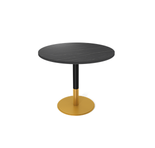Кухонный круглый стол SHT-TU43 / SHT-TT 80 ЛДСП (камень пьетра гриджио черный/черный муар/золото) в Ирбите