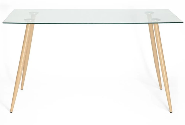 Стол на кухню SOPHIA (mod. 5003) металл/стекло (8мм), 140x80x75, бук/прозрачный арт.12098 в Екатеринбурге - изображение 1
