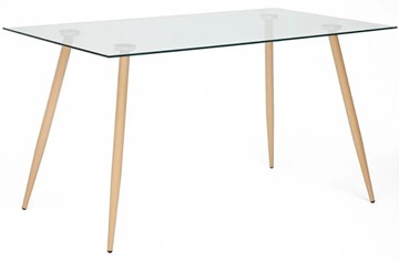 Стол на кухню SOPHIA (mod. 5003) металл/стекло (8мм), 140x80x75, бук/прозрачный арт.12098 в Первоуральске