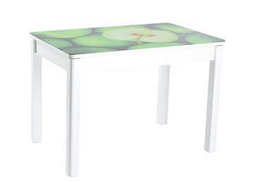 Раздвижной стол Айсберг-02 СТФ, белое лдсп/зеленые яблоки/40 прямые массив белые в Ревде