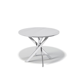 Стеклянный стол Kenner R1000 (Хром/Стекло белое глянец) в Ревде