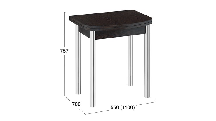 Обеденный стол Лион (мини) (СМ-204.01.2), цвет Венге/Хром в Екатеринбурге - изображение 4