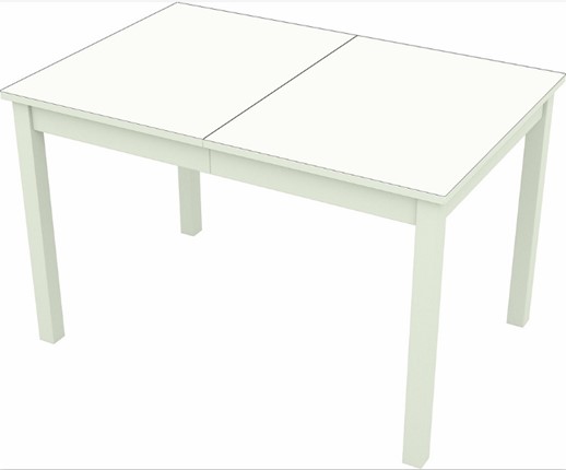 Кухонный раздвижной стол Токио дерево №3 (стекло белое/белый) в Екатеринбурге - изображение