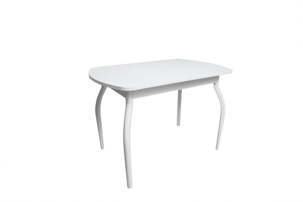 Кухонный стол раскладной ПГ-01СТ белое/белое/крашенные фигурные в Ревде - изображение