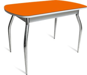 Обеденный стол ПГ-05 СТ1 белое/оранжевое/35 хром фигурные гнутые в Екатеринбурге