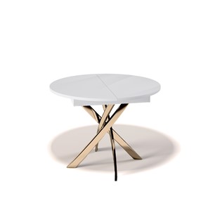 Обеденный круглый стол Kenner R1100 (Золото/Белое/Стекло белое глянец) в Асбесте