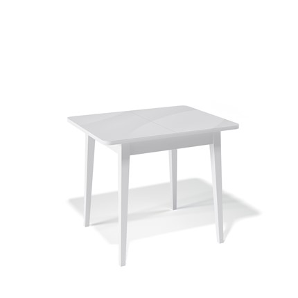 Кухонный раздвижной стол Kenner 900M (Белый/Стекло белое сатин) в Екатеринбурге - изображение