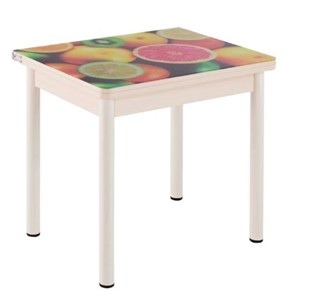 Кухонный пристенный стол СПА-01 СТФ, дуб молочный ЛДСП/стекло фрукты/36 прямые трубки крашеные белые в Кушве