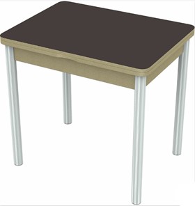 Кухонный стол раскладной Бари хром №6 (стекло коричневое/дуб выбеленный) в Каменске-Уральском