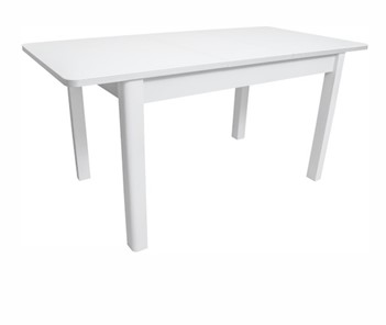 Кухонный раскладной стол Айсберг-07 СТ1, белое ЛДСП/стекло белое/прямые массив белый в Кушве - предосмотр 1