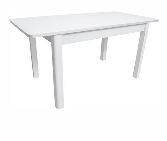 Кухонный раскладной стол Айсберг-07 СТ1, белое ЛДСП/стекло белое/прямые массив белый в Кушве - изображение 1