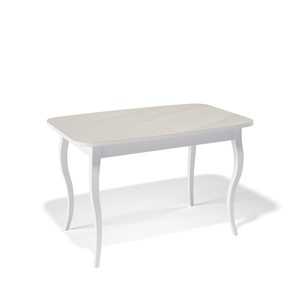 Кухонный стол раздвижной Kenner 1200C (Белый/Стекло крем сатин) в Первоуральске