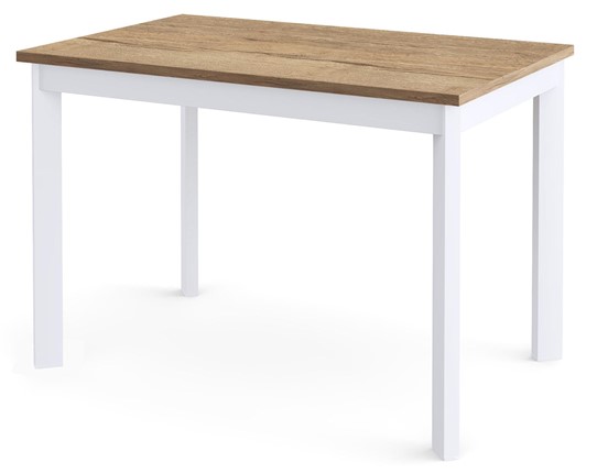 Кухонный стол раскладной Dikline L110 Дуб Галифакс натуральный/ножки белые в Кушве - изображение